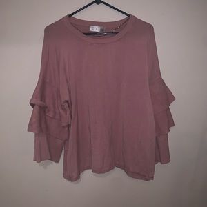 Time and Tru Ruffle Long Sleeve Top
